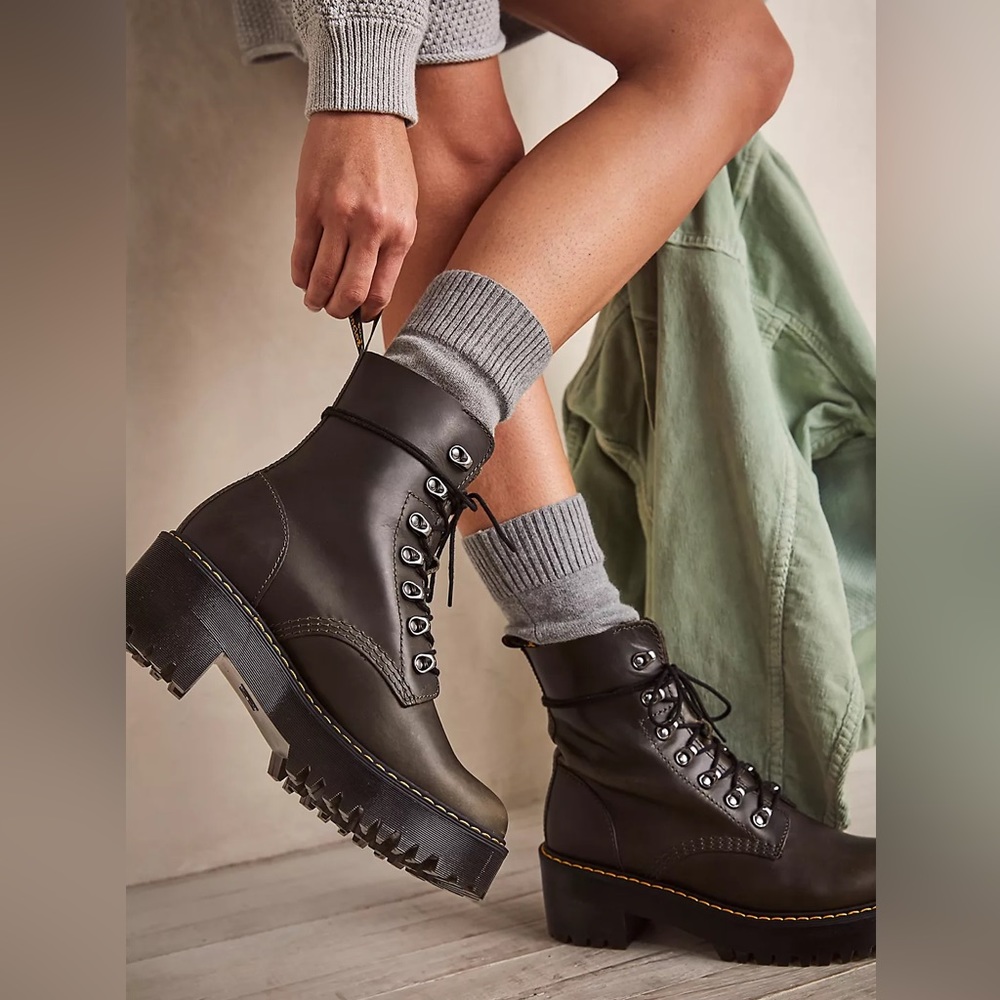 Dr. Martens Leona Platform Ankle Boots, Dark Taupe